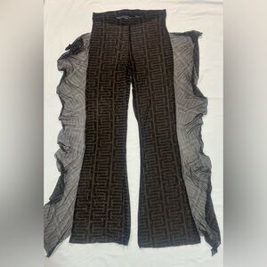 Brown and Black Patterned Sheer Pants